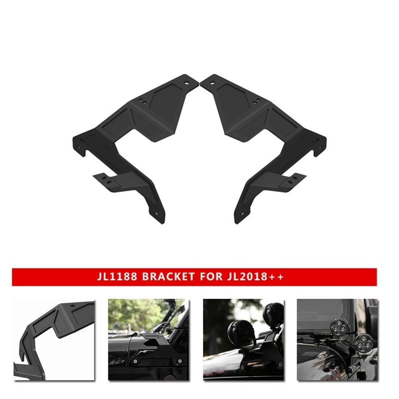 2Pcs Dedicated A-Pillar Work Auxiliary Light Windshield Side-Mounted Bracket Suitable For Jeep Wrangler JL