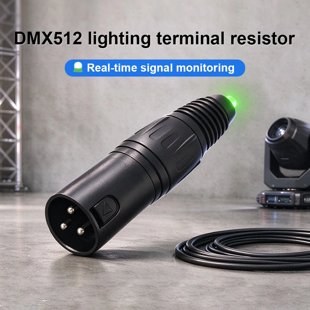 DMX Terminator 3Pin XLR Male 120 Ohm DMX512 Signal Termination Resistor with LED Indicator for Stage Light DJ Par Light