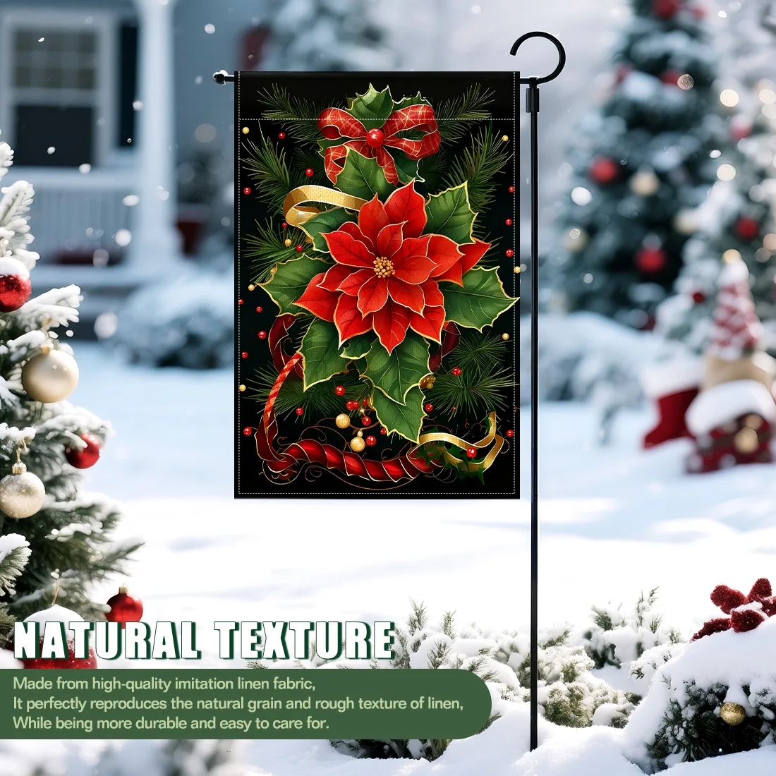 Christmas Holly BerriesGarden Flag 12x18 Inch Double Sided for Courtyard Outdoor Welcome Flag Decoration (Excluding flagpole)