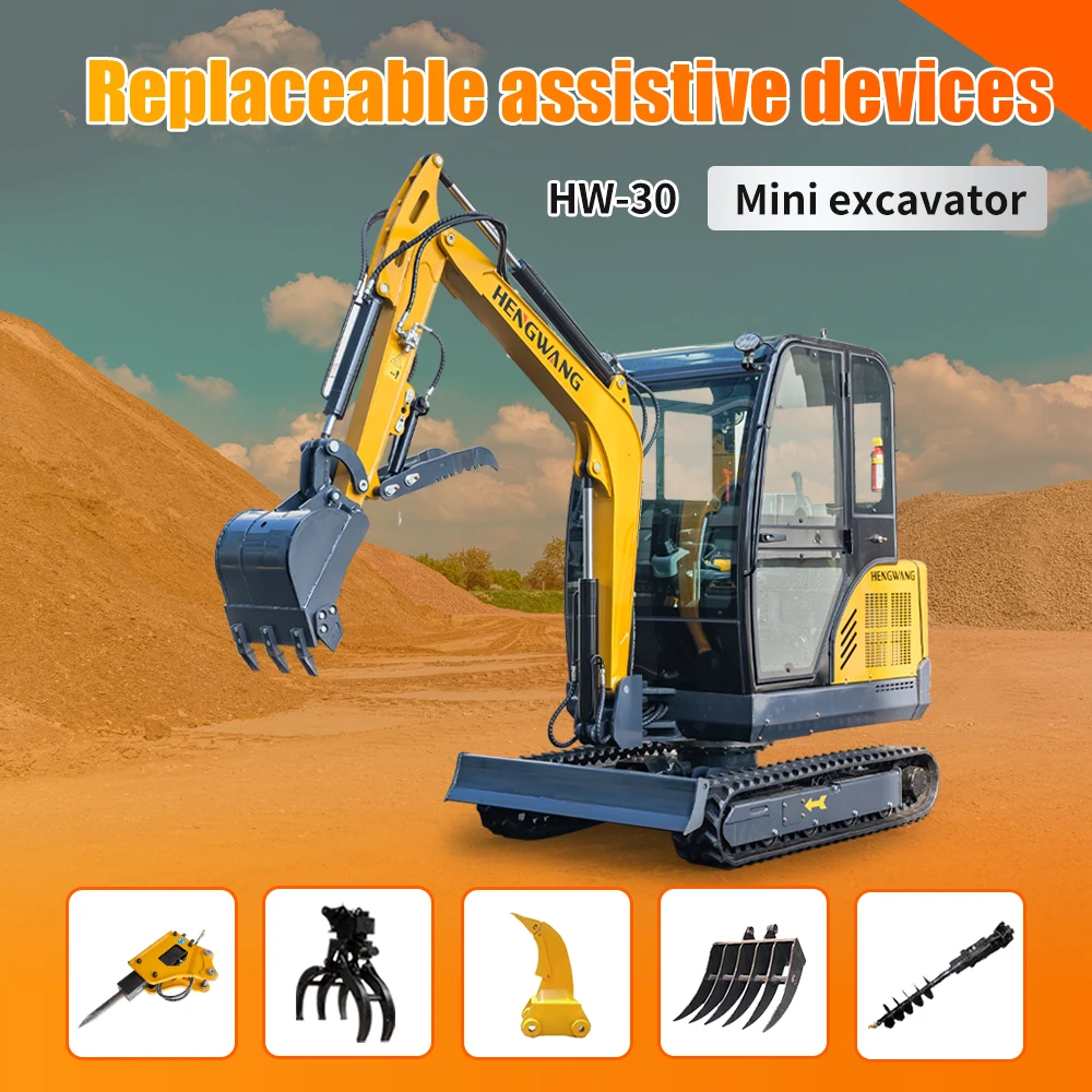 3 Ton Compact Excavators Diesel Mini Crawler Excavator Hydraulic Small Excavator Mini Digger Bagger Factory Direct Custom