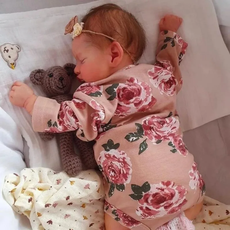 48CM Finished Reborn Baby Doll Rosalie Girl 3D Skin Visible Veins Lifelike Vinyl Newborn With Doll Accessories Toy Age 3+