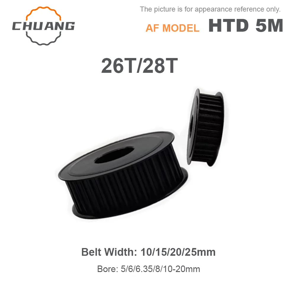 26T/28Teeth HTD5M Steel Timing Pulley  HTD 5M 26T 28T Synchronous Wheel for Belt Width 10/15/20/25mm Bore 5/6/6.35/8/10~20mm