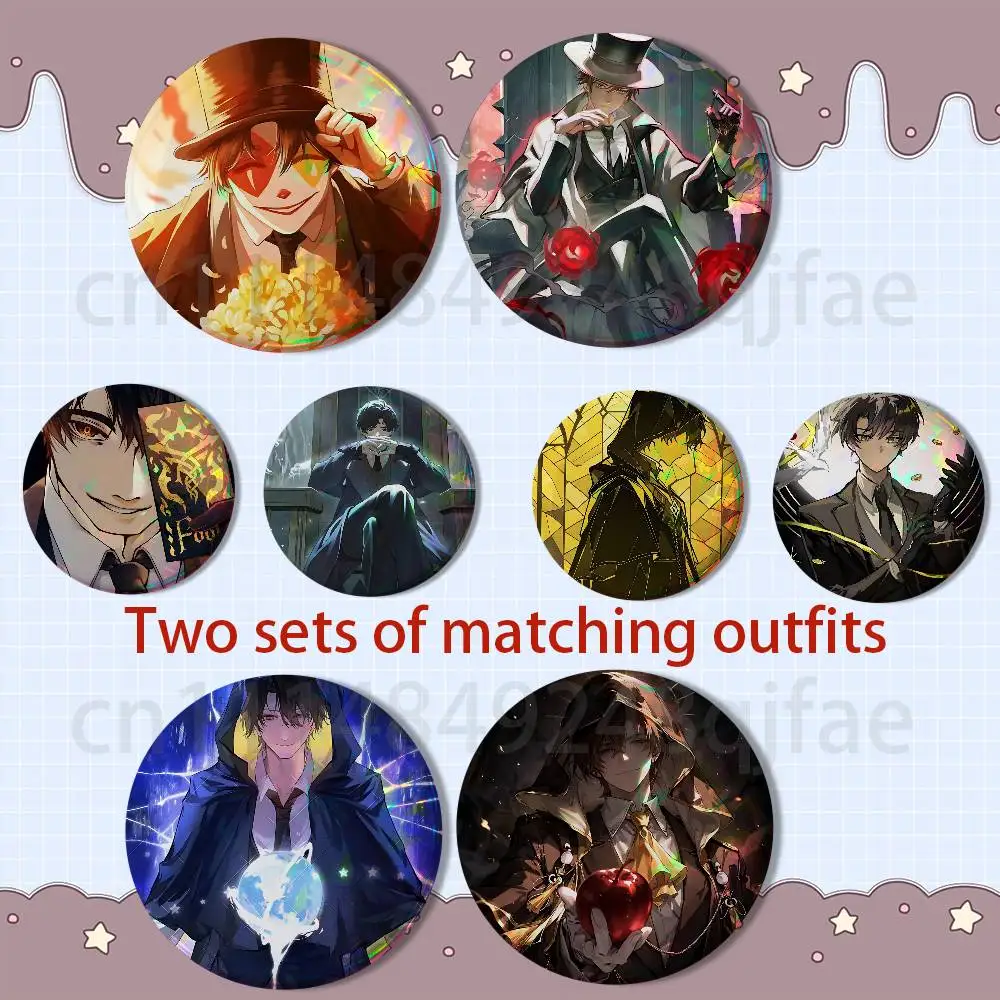 Klein Moretti Lord of the Mysteries 2 piece set Pins Creativity Printed Pictures Text Metal Lapel Badges Brooches Jewelry Gift