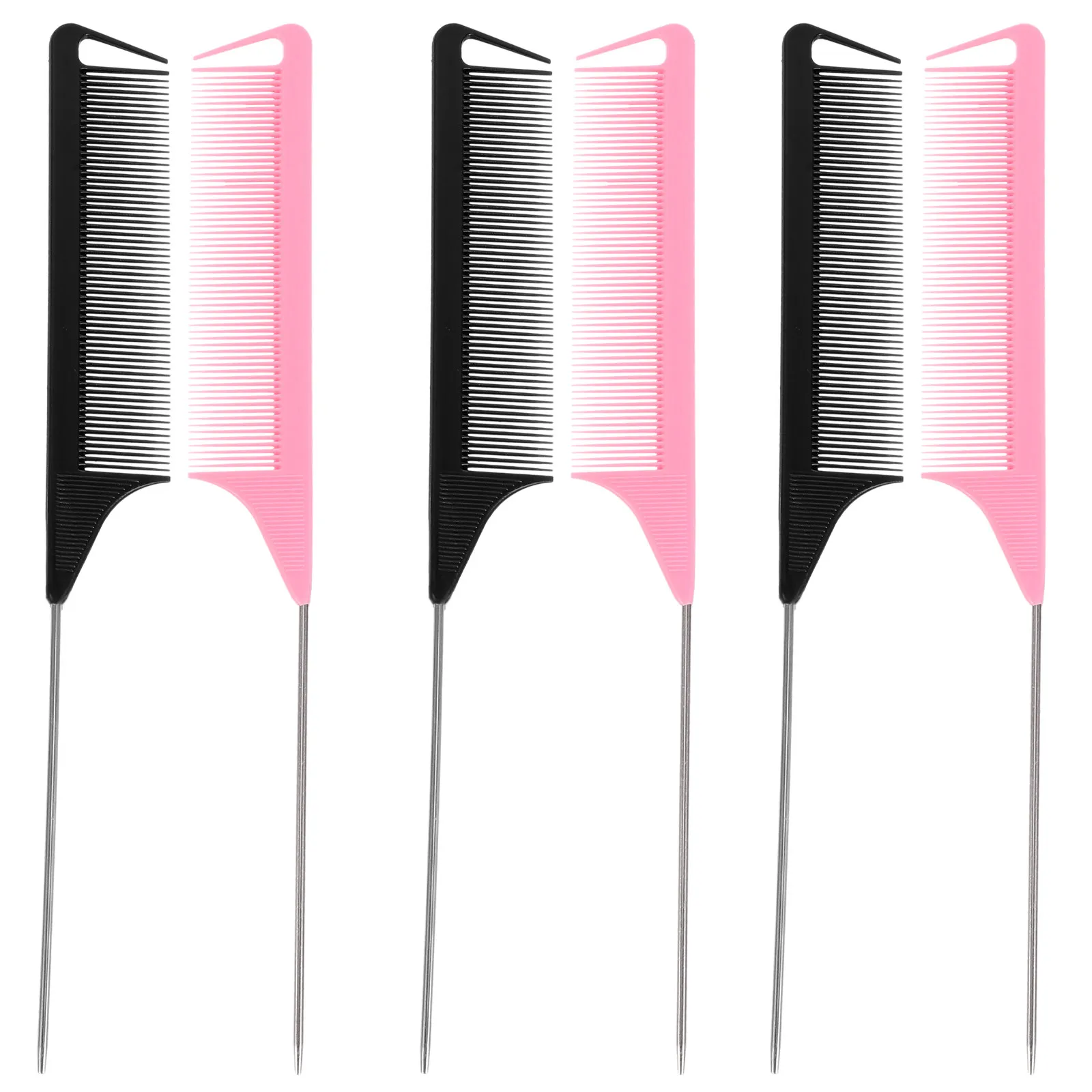 

12Pcs Hairdressing Plastic Pintail Comb Set Highlight Tail Comb Smooth Handle for Salon Barber Haircutting Picking Combs