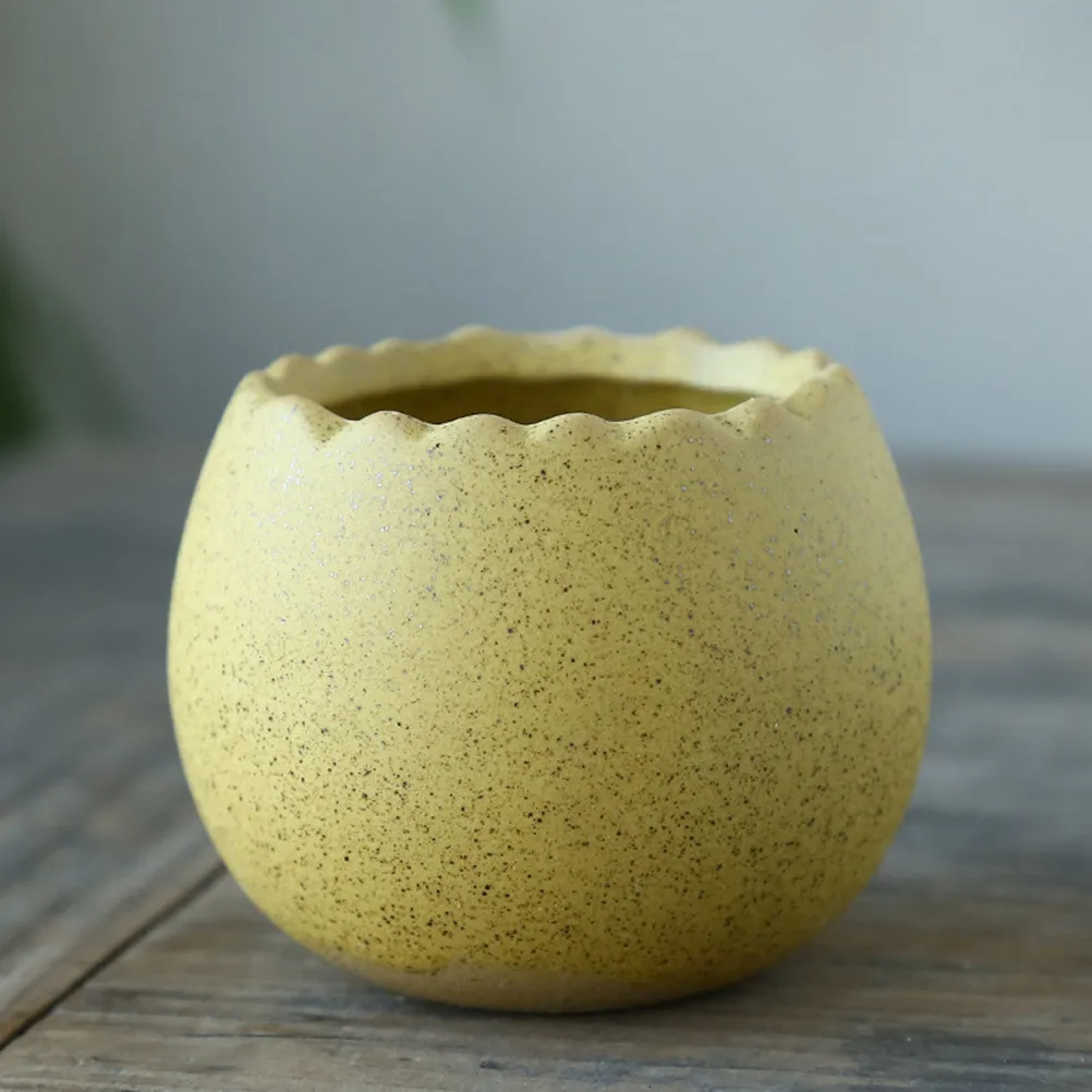 6Pcs Ceramic Succulent Pots Mini Colorful Eggshell Flower Pots Simulation Cracked Style Succulents Cactus Aloe Vera Plant