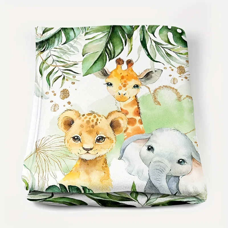 1pc Digital Printed Blanket Cute Cartoon Animal Giraffe Flannel Blanket - Comfortable Soft Warm Sofa Blanket