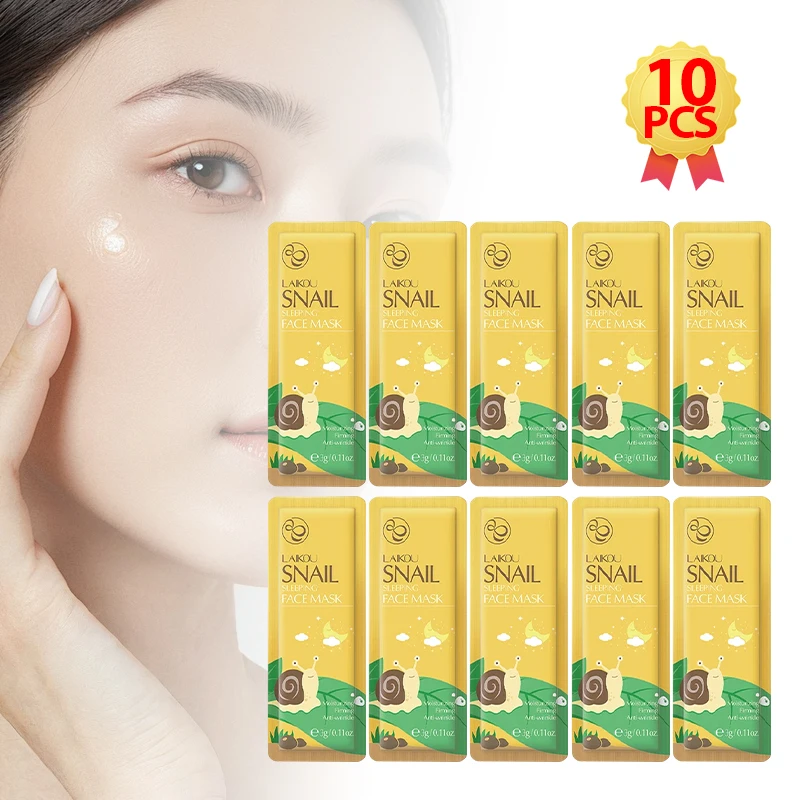 LAIKOU 10Pcs Facial Mask Repairing Nourishing Hydrating Moisturizing Brightening Firming Sleeping Skin Care Face Sheet Masks