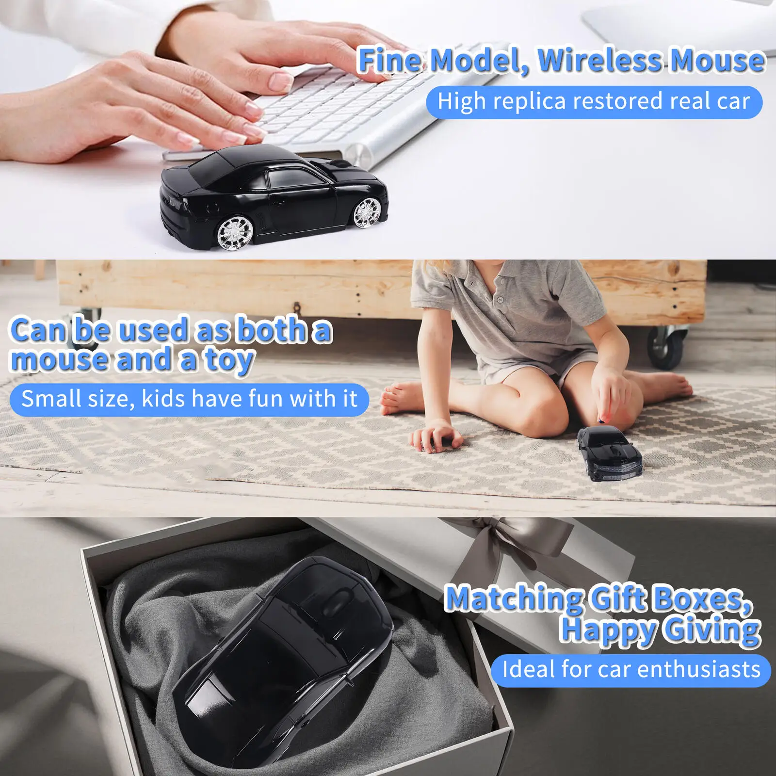 

Cool 3D Car Shaped Wireless Mouse 2.4G Mini Portable Optical Mouse Ergonomic Gaming Office Mice For Laptop Desktop Creative Gift