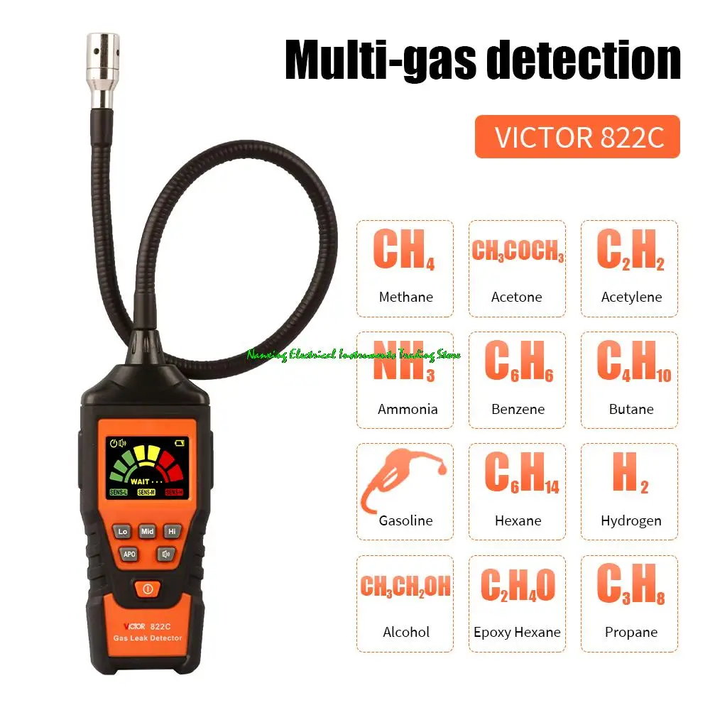 VICTOR VC822C/VC822D แก๊ส Lpg เครื่องตรวจรอยรั่วเครื่องวิเคราะห์เชื้อเพลิง Flammable Natural Air Tester ที่มองเห็นได้เครื่องเตือนเสียง Smart Sensor