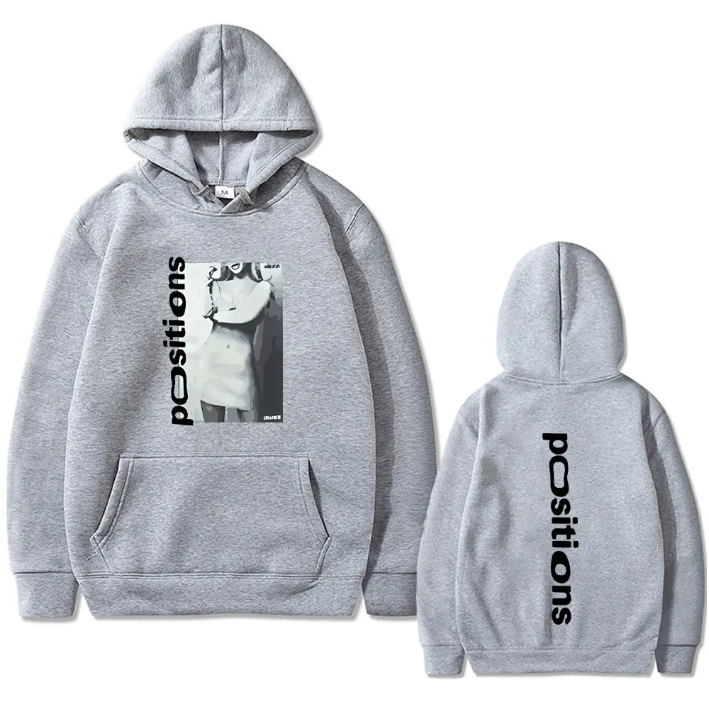 Singer Ariana Grande Positions Double Sided Print Hoodie Male Fashion Casual Loose Sweatshirt Men Women Vintage Pullover Hoodies