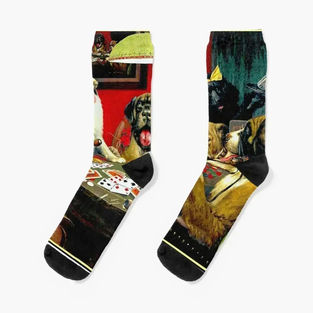

DOGS PLAYING POKER : Vintage C M Coolidge Print Socks Sports Antiskid soccer japanese fashion FASHION Socks For Man Women's