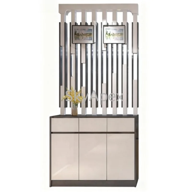 Painted  Multifunctional  Entry  Shoe  Cabinet  Porch Foyer Living Room Hollow Partition Screen Simple Modern Elegant Easy Clean