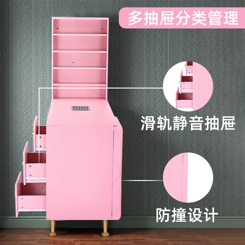 Pink gold-plated manicure table manicure table single with wrist pad vacuum cleaner