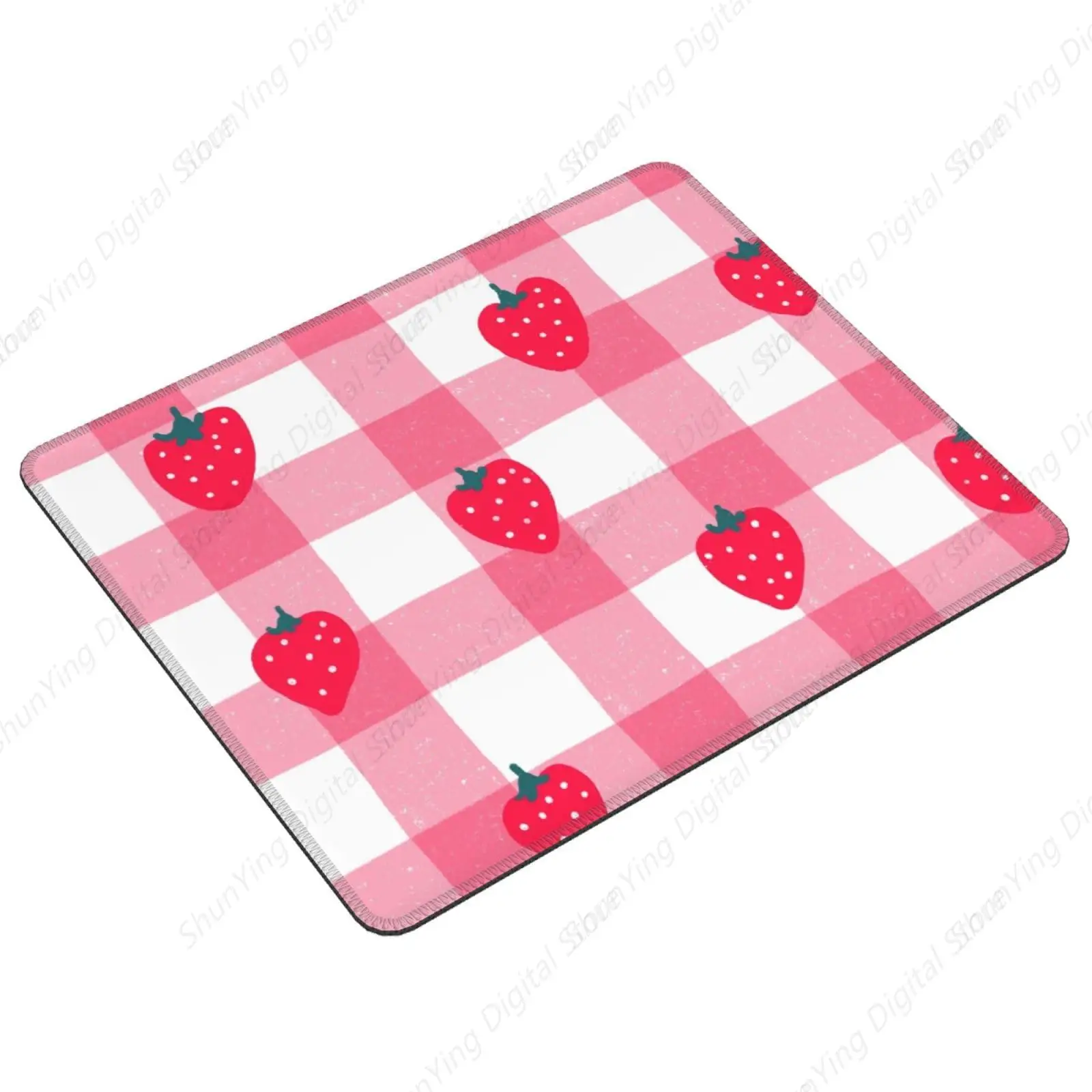 Strawberry Pattern Red Checkered Mouse Pad Anti Slip Rubber Suitable For Gaming Office Laptop Mouse Pad 18*22cm