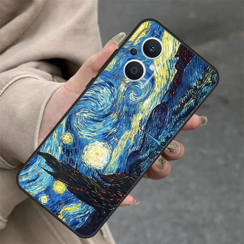 فان جوخ حقيبة الرسم الزيتي لأوبو ، رينو 4z 5z 8t 10 11 pro 11f 7 8 5 6 lite ، ابحث عن x6 x5 pro x2 x3 neo