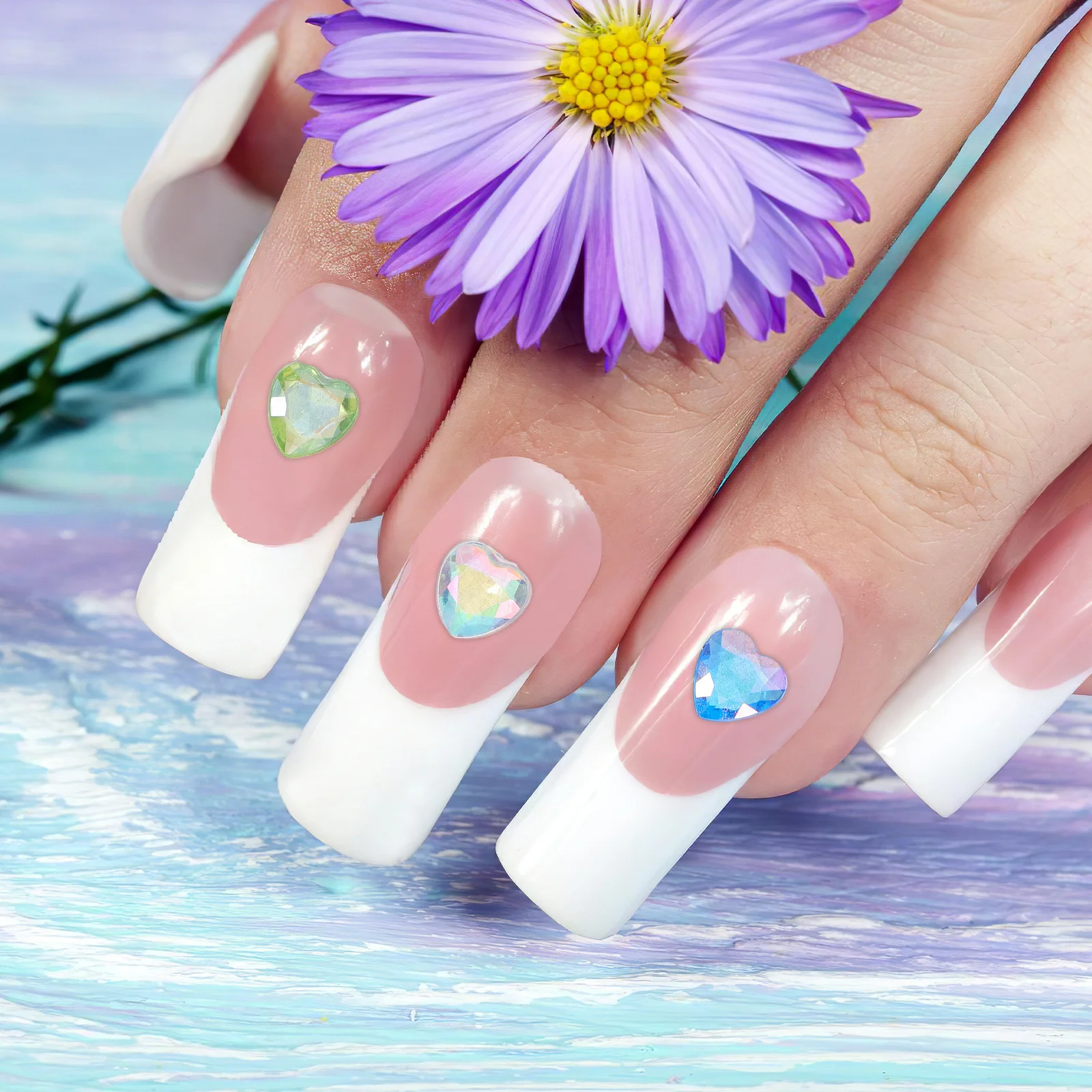 

1 Box Resin Nail Charms Heart Shape DIY Small Nail Rhinestones Jewels Manicure Kit Gems for Nails Manicure Tool