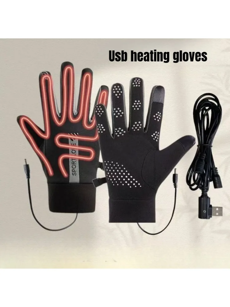 AliExpress NONE USB Oplaadbare Verwarmde Handschoenen Verstelbare Temperatuur Antislip Touchscreen Verdikt Warm Voor Skiën Fietsen Winter Buiten