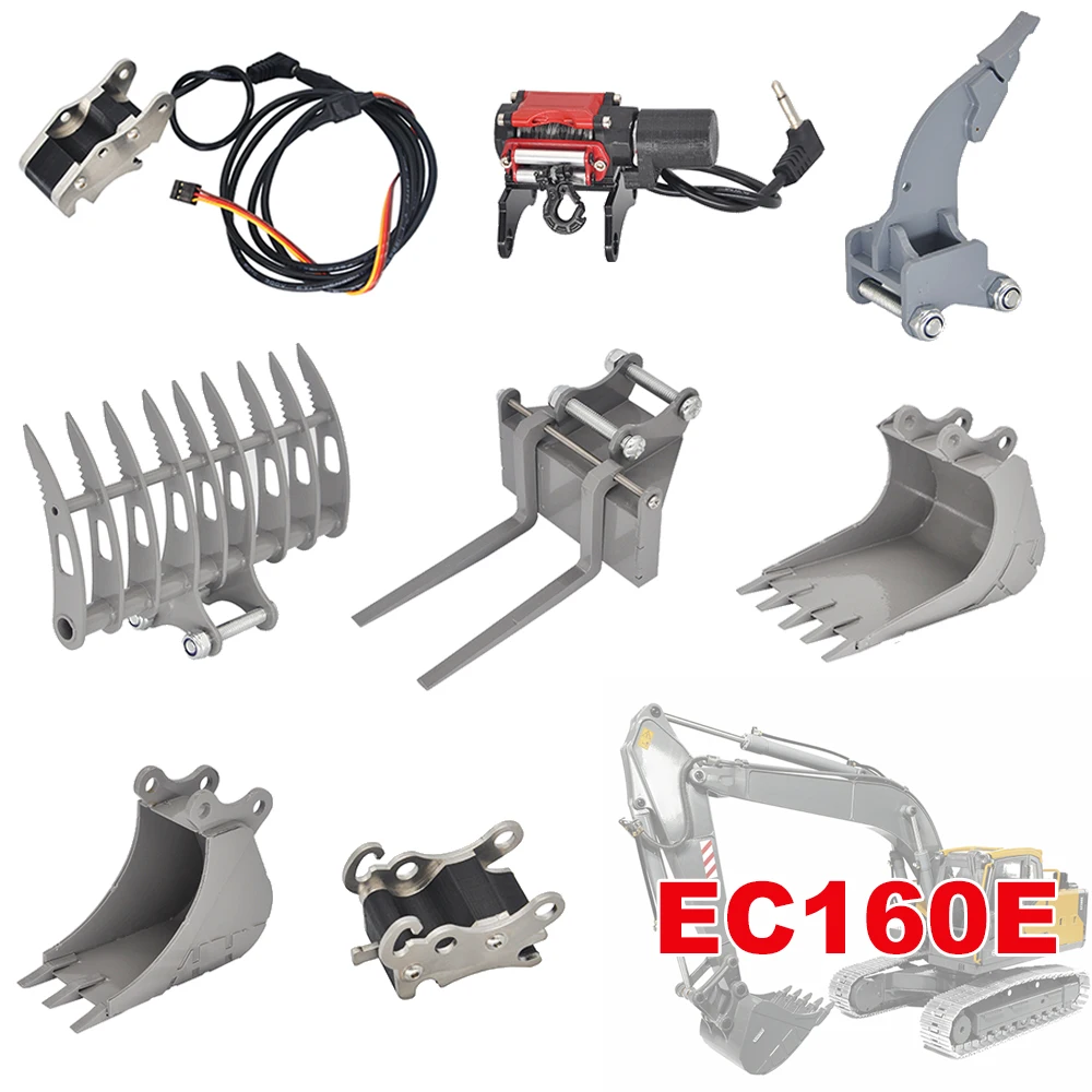 Double E E010 Metal Bucket Electric Winch Ripper Quick Connector For EC160 E111 RC Excavator Model Upgrade Parts