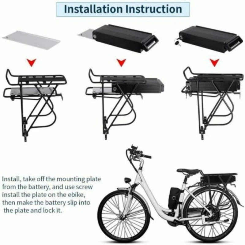 48V 21Ah Rear Rack Battery Electric Bike 52v 17.5Ah City Mountain 36V 20AH 24.5AH Luggage Hanger Taillight for 1000W1500W Motor