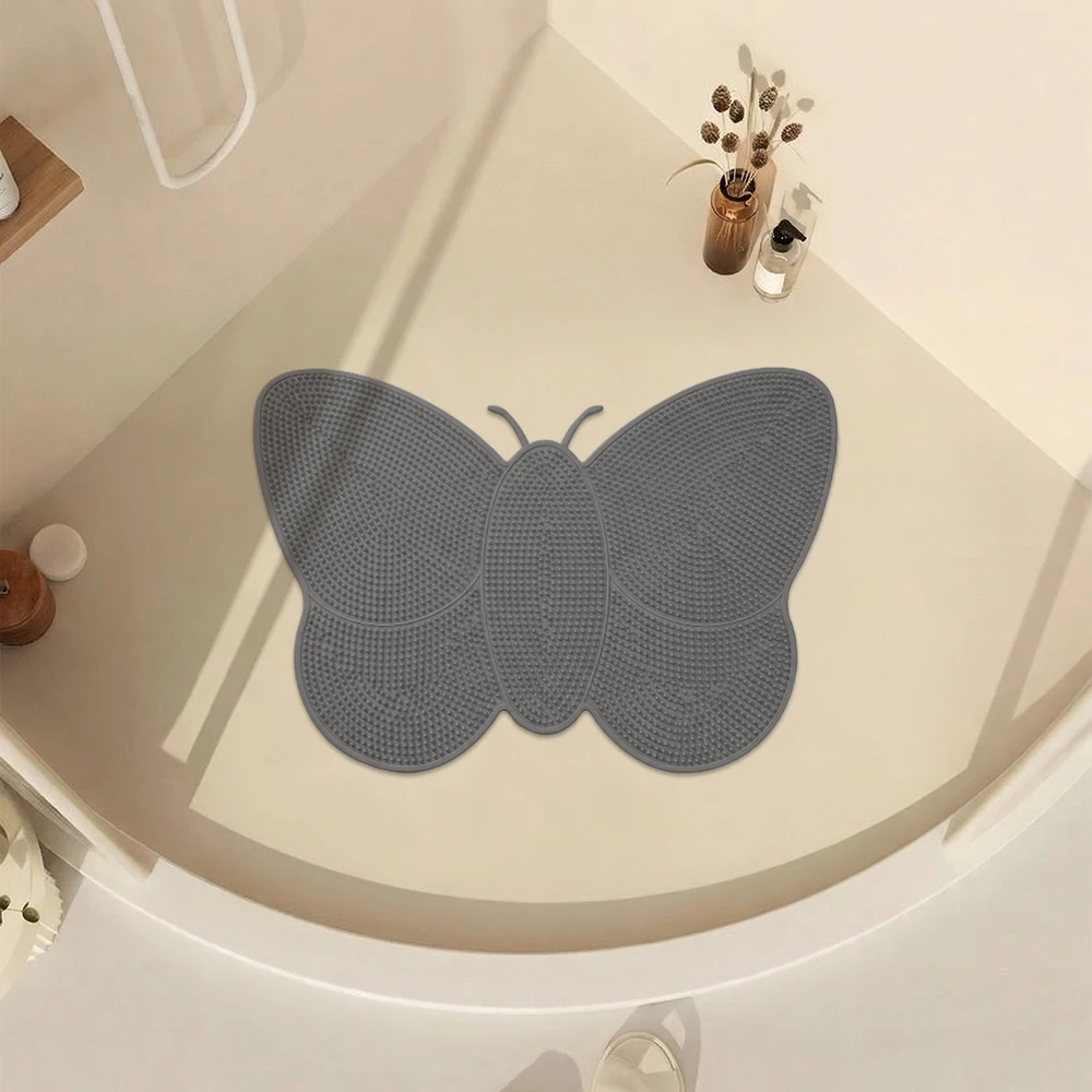 

Противоскользящий коврик-скрабер для ног в форме бабочки, прочный водонепроницаемый коврик для душа из ПВХ с присосками, массажный безопасный коврик для ванной комнаты