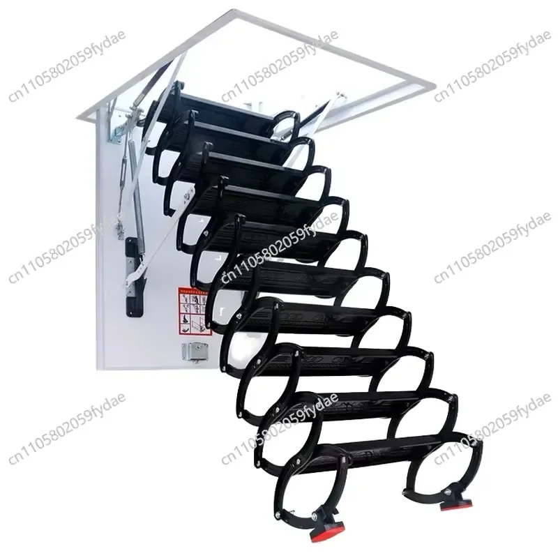 Modern Metal Hidden Loft Staircase Retractable Folding Staircase Handrail