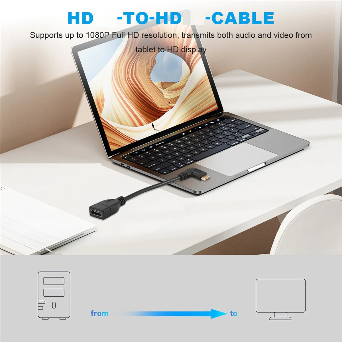 Hot sale Mini To Cable 0 5Ft 90 Degree Right Angle Mini