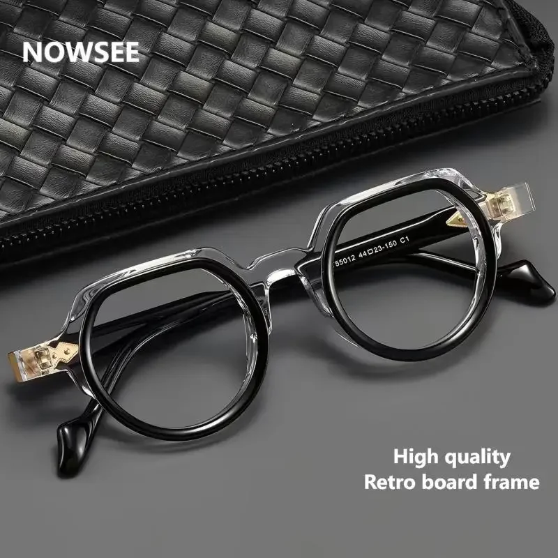 

NOWSEE New Trend High Quality Acetate Eyeglass Frames For Men Fashionable Retro Prescription Anti Blue light Eyewear
