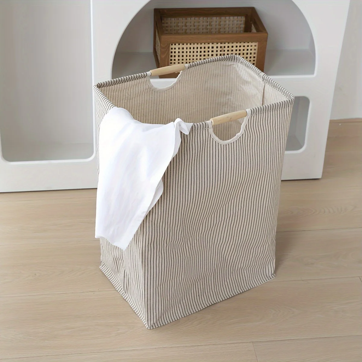 Polyester Cotton Canvas Desktop Storage Box Foldable Desk Organizer Basket for Office Home Sundries Stationery Storage