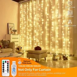 Luci per tende a LED Luci da fata calde Festival Illuminazione USB Lampada da finestra arcobaleno Casa Camera da letto Matrimonio Decorazione natalizia