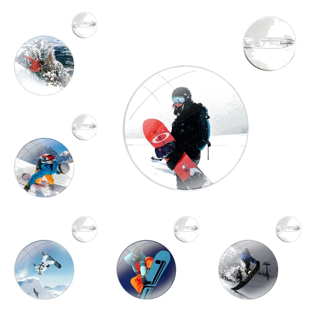 Snowboard Sport Pins Badge Metal Brooches For Clothes Backpack Decoration gift