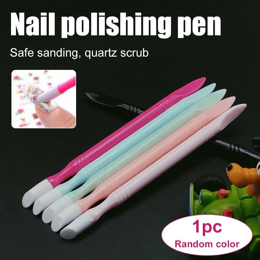 Caneta de polimento de unhas lixamento seguro quartzo esfrega ferramenta da arte do prego buffer manicure pedicure arquivo polonês removedor shaper 1pc cor aleatória