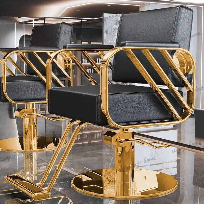 LJY Hairdressing Commercial Barber Chair Classic Reclining Salon Chair Space Saving Contemporary Friseurstuhl Barbershop Furnitu