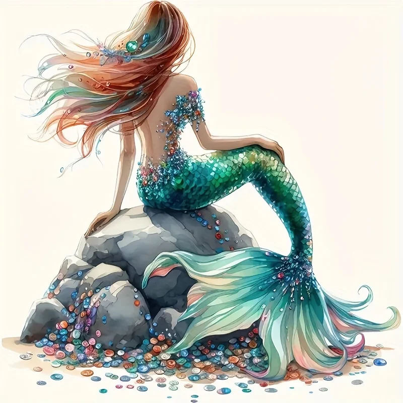 6Inch Mermaid Princess Vinyl Stickers, Cartoon Animal Fantasy Car Decals, Self-Adhesive, Sparkling, Suitable for Smooth Surfaces