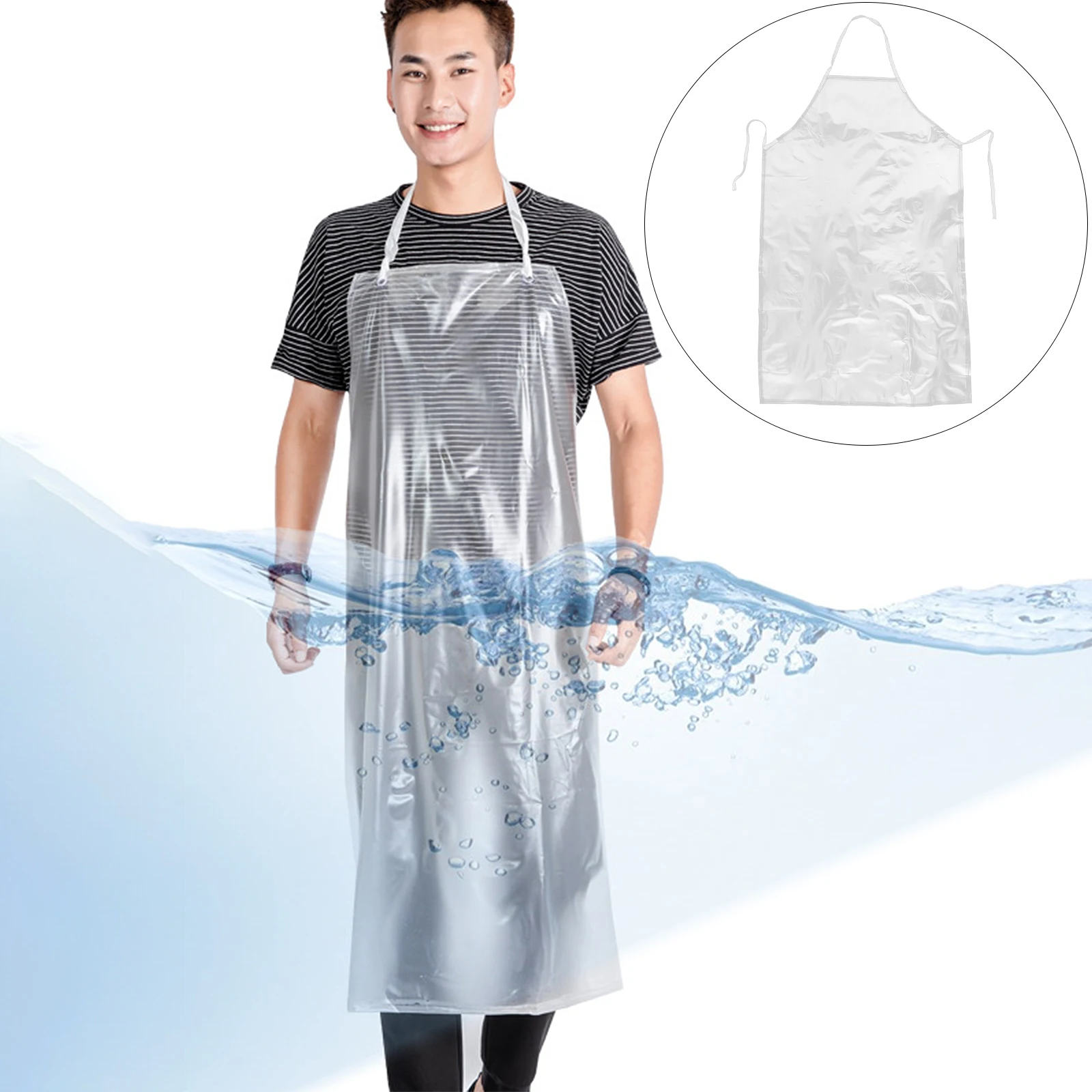 

3Pcs Waterproof PVC Apron Antioil Stainresistant Suitable for Home Kitchen Restaurant Hotel Bar Plastic Apron