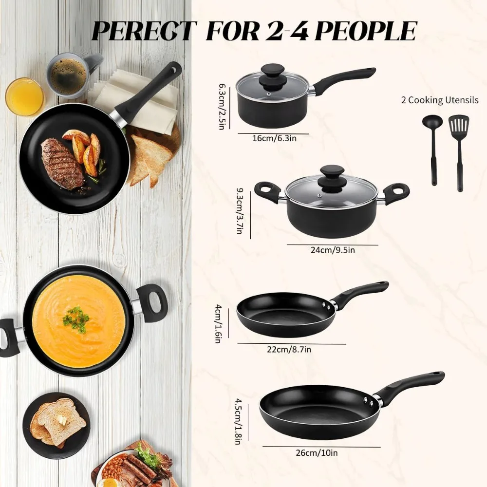 8pcs black ceramic pots and pans set, cooking pan set,cooking pot set ceramic pan set, nonstick cookware set, induction safe kit