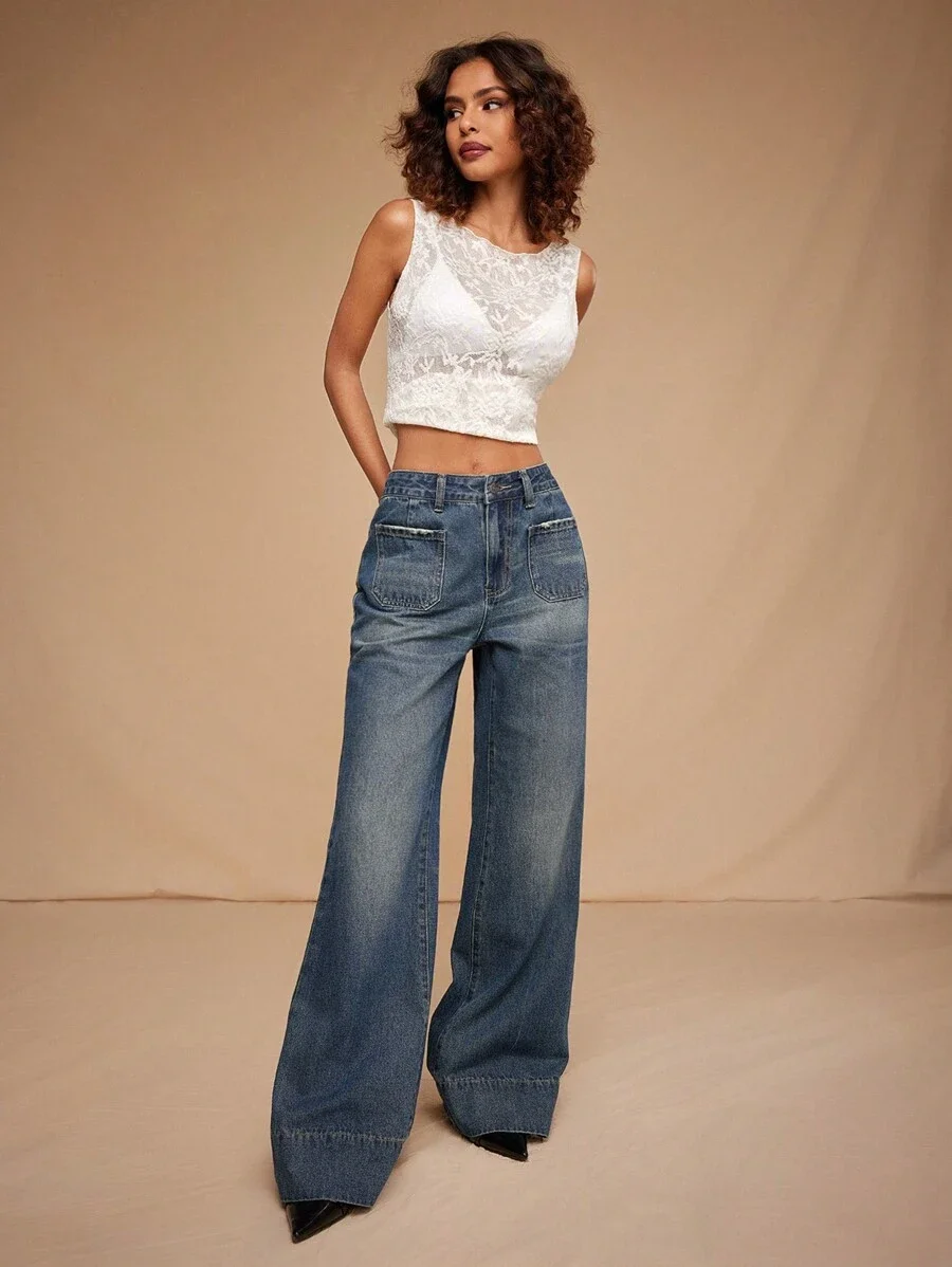 Новый летний жилет из кружевной сетки с цветочным принтом и оборками