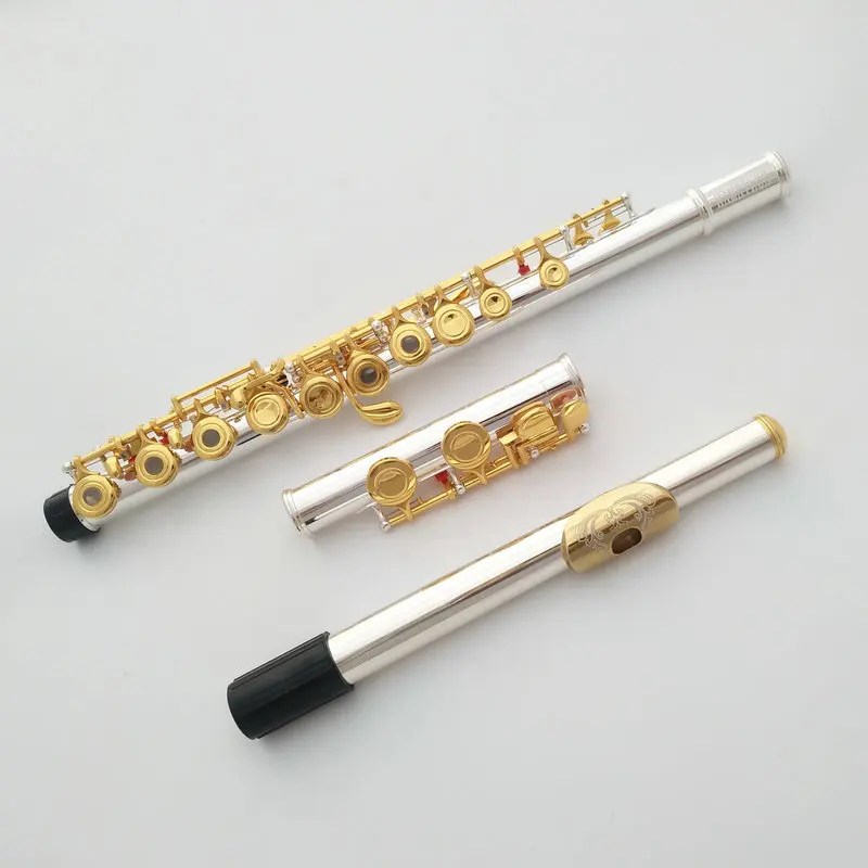 16-Hole Silver Body Dual-Purpose Flute Gold-Plated Beginner C Key Instrument with Cupronickel Material