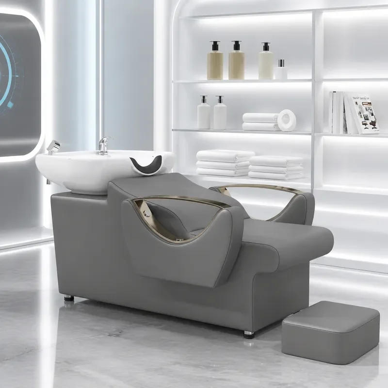 Ceramic Basin Shampoo Bed Hair Recliner Flushing Chair Comfortable Barber Shop Wash Station