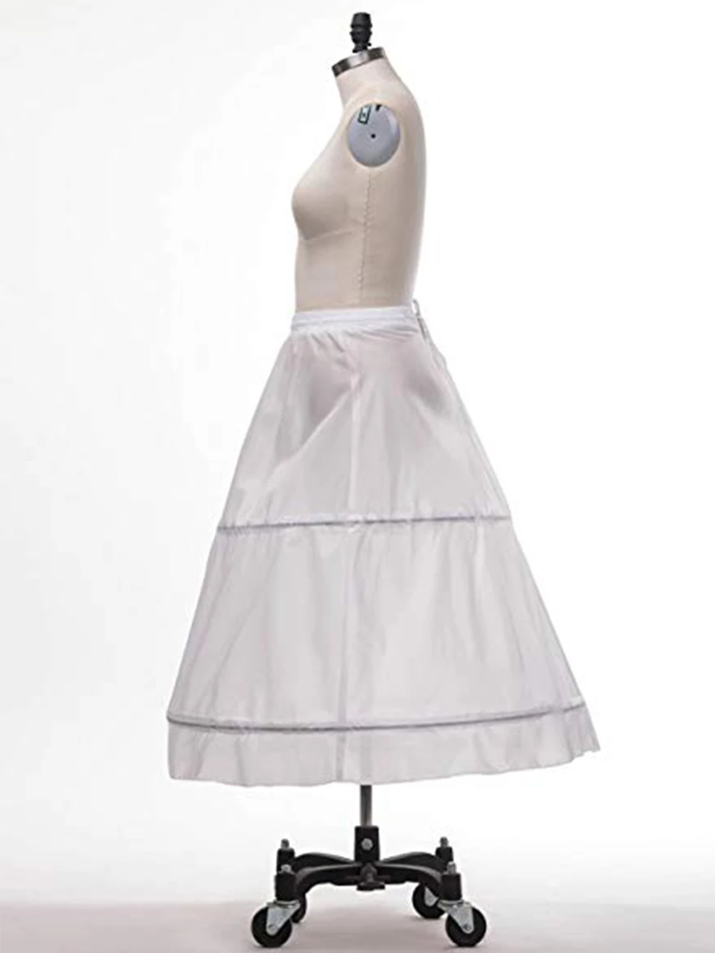 المرأة 2 الأطواق ثوب نسائي أبيض الزفاف نصف زلات فستان الزفاف الكرة ثوب العروس السلة ثوب نسائي كرينولين