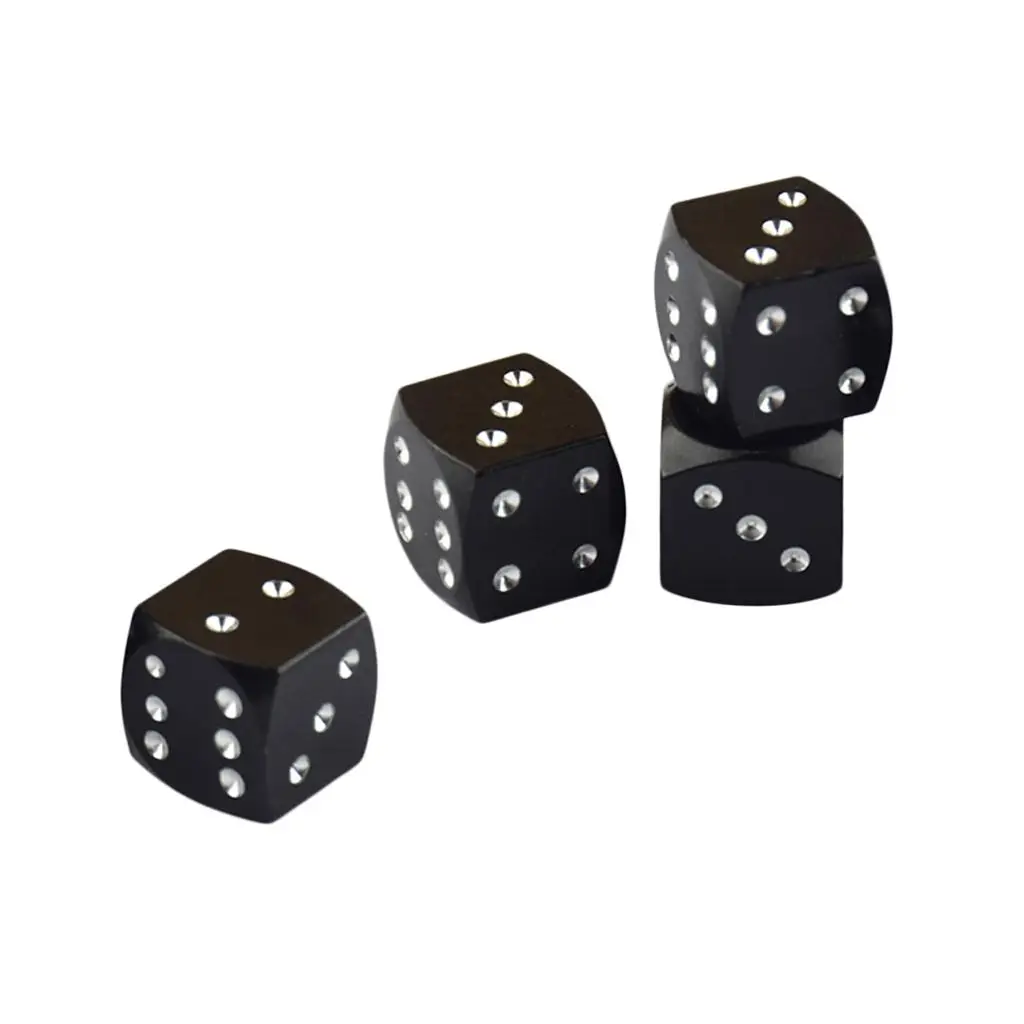 3-4pack 4 Pieces Dice Dust Valve Caps Novelty Fun Retro Auto Car-styling Black