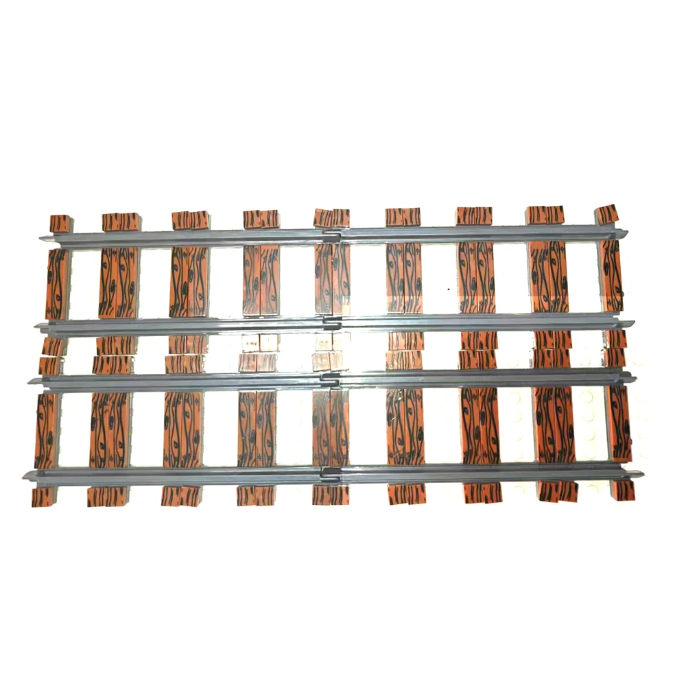 Compatible 3024 2431 Wood Texture Smooth 1X1 1X4 Smooth Bricks For Trains Track Rail Decorate Straight Curved Construction Toys