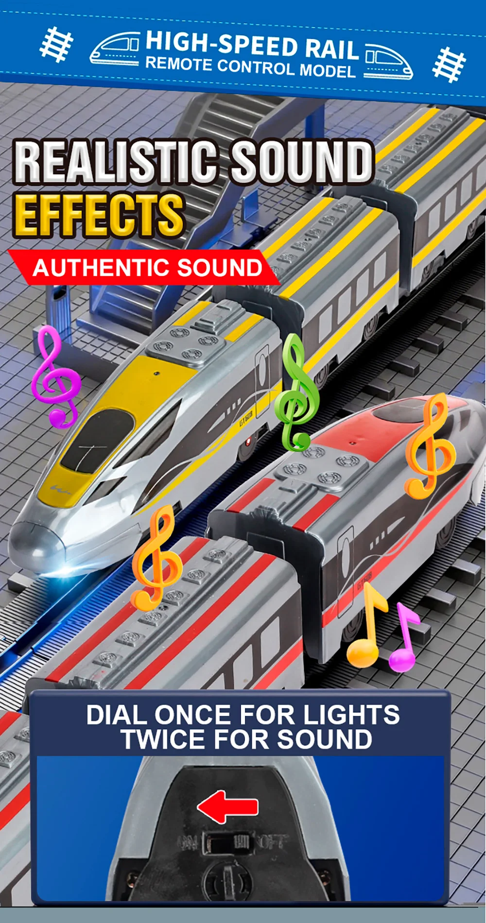 9IMOD قطار سيارة RC عالي السرعة 2.4 جيجا هرتز نموذج سبيكة للتحكم عن بعد مع صوت مقلد وضوء مفكك بحرية