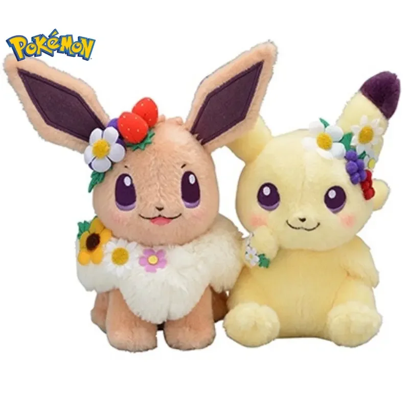 18cm Pascua Festival de Primavera Pokemon Eevee Pikachu juguetes de peluche Kawaii guirnalda decoración Eevee muñeco de peluche almohada regalo de Navidad para niños