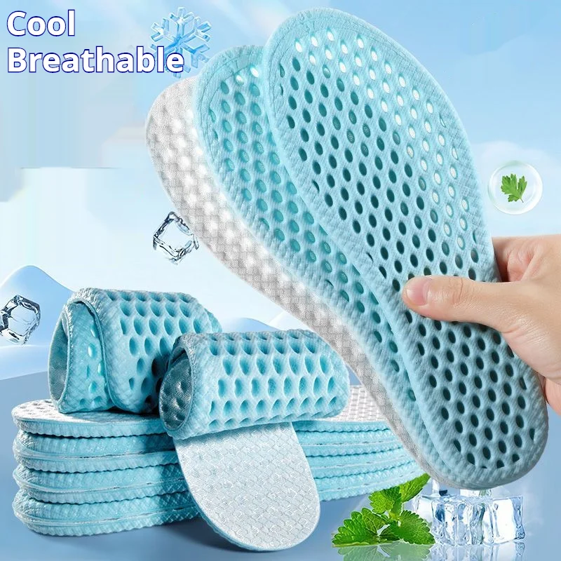 Summer Breathable Cool Insole for Feet Running Sports Shock Absorption Shoe Sole Memory foam Shoes Pads Men Women Shoes Insoles