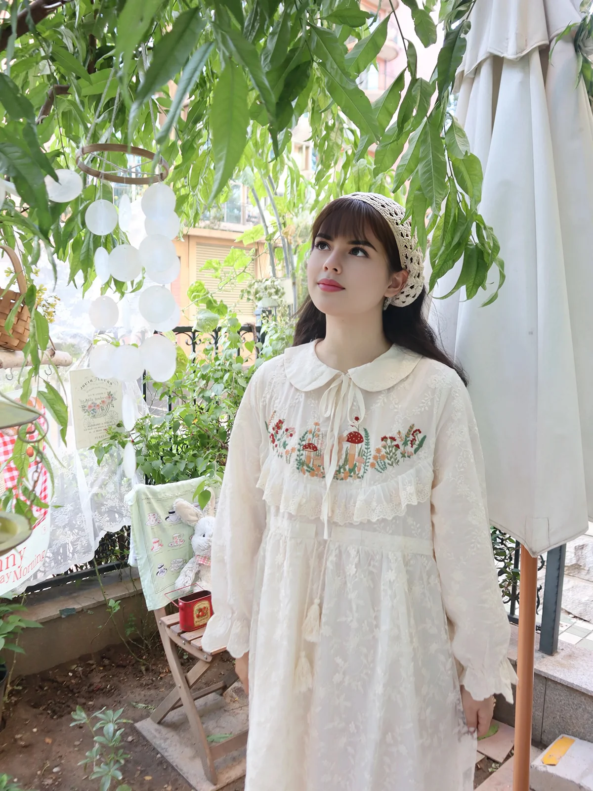 2024 For Women Kawaii Baggy Embroidery White Dresses Cottagecore Coquette Style Mori kei Dress Cutecore Vintage 2000s Clothes