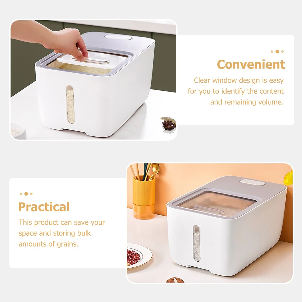 

Rice Storage Bucket Large Capacity Airtight Grain Container Clear Window Moisture Proof Pest Resistant For Kitchen Home