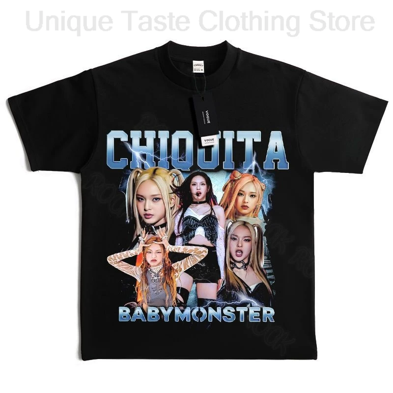 Babymonster asa t camisa kpop moda ahyeon chiqua impressão
