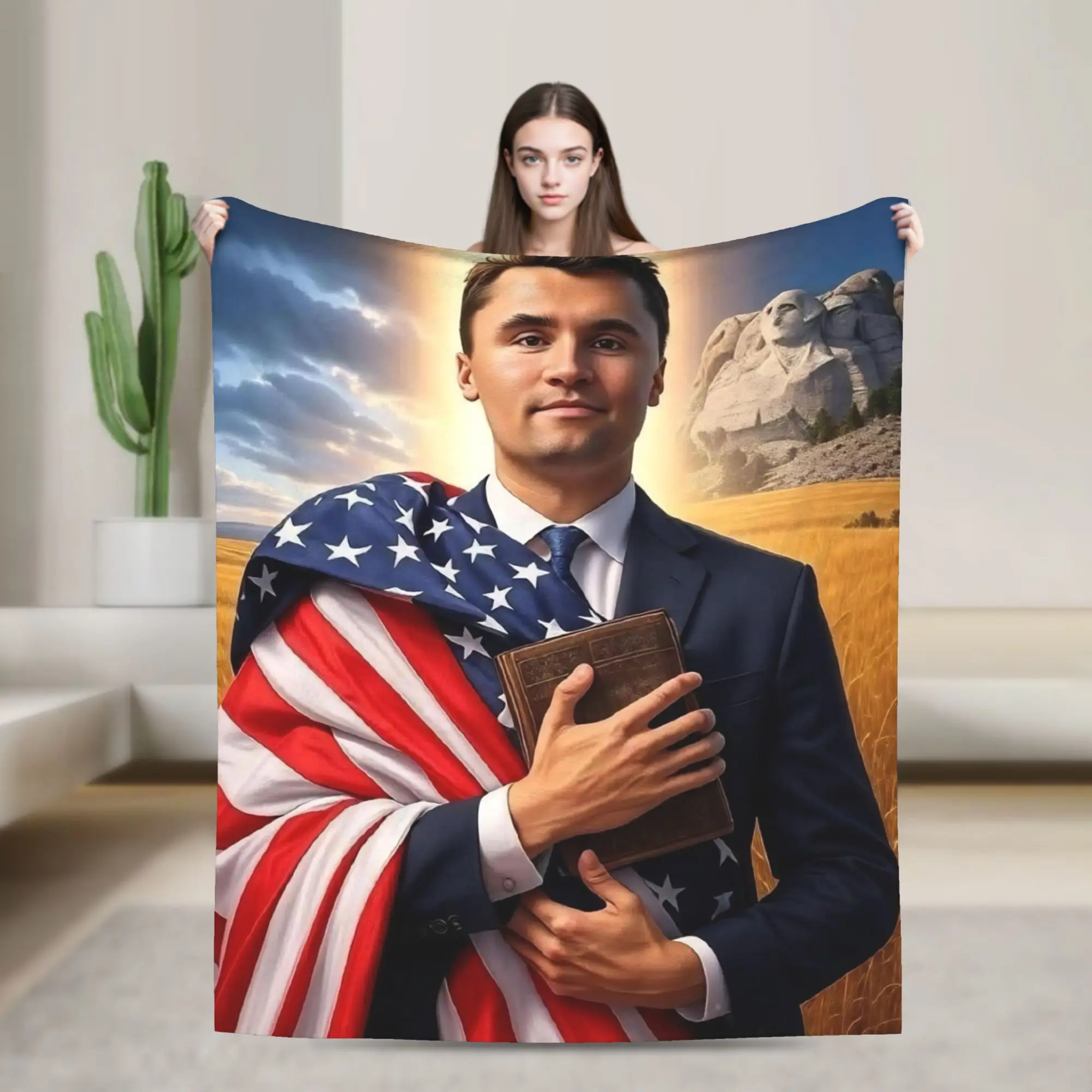Charlie Kirk RIP  Blanket Angelic Advocate Flannel Vintage Warm Throw Blankets for Home Autumn/Winter