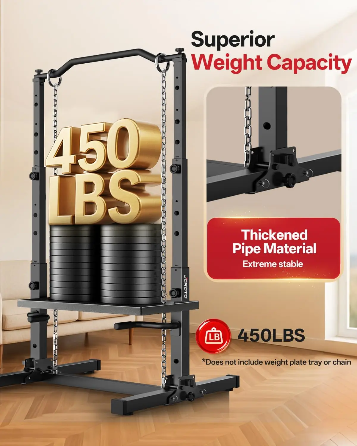 Foldable Pull Up Dip Station, Pull Up Bar Free Standing for Home Gym, 450LBS Stable Power Tower, Adjustable Height Multifunction