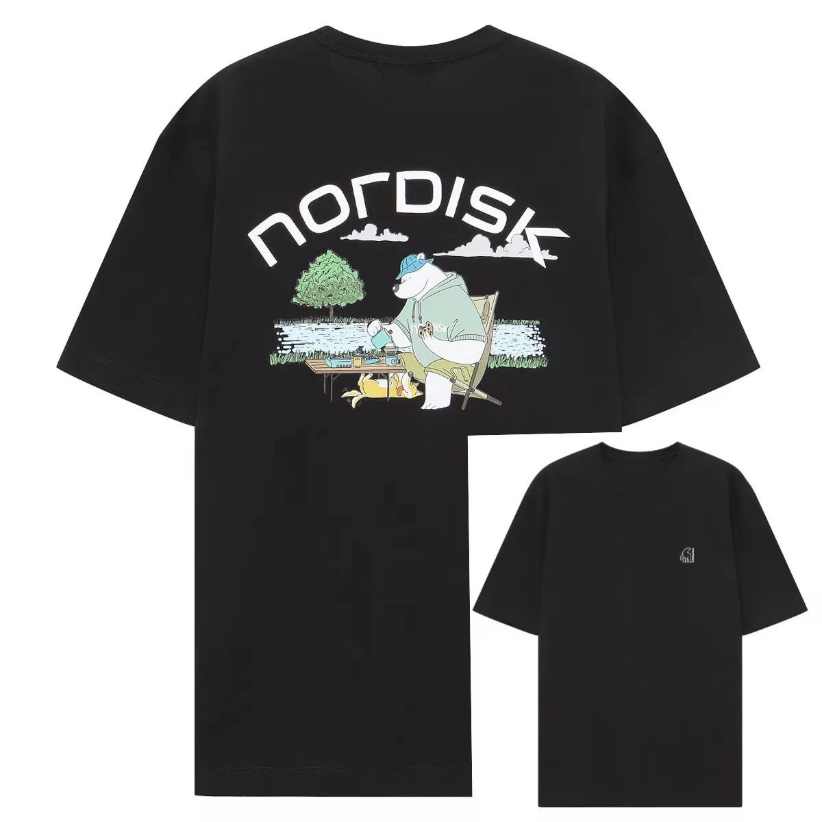 Big Polar Bear NORDISK Outdoor Printed T-shirt Men Women Summer Cotton Clothing Fashion Oversized Short Sleeved Top Streetwear